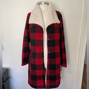 Steve Madden Buffalo Check Faux Fur Lined Jacket NWT Sz XL